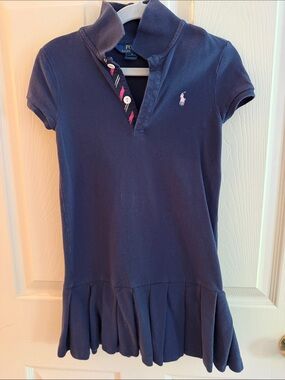 Polo by Ralph Lauren Navy Girls' Polo Dress with Pink Pony